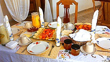 Un tipico desayuno en la Villa Los Angeles